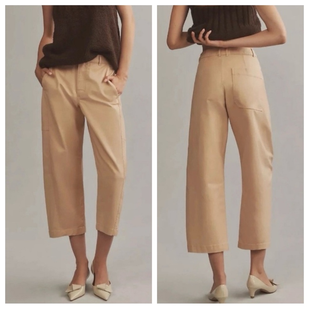 Anthropologie Maeve Curved Cropped Khaki Chino Pants | 8 NWT